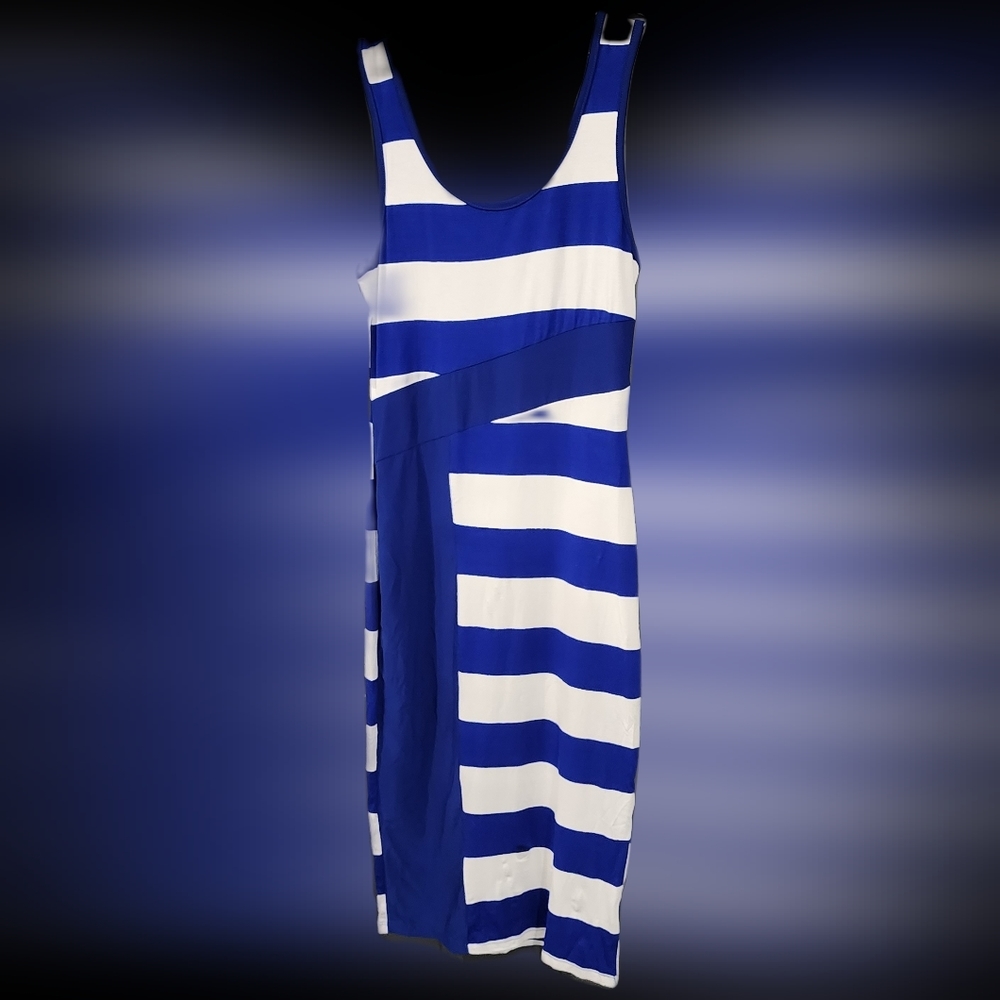WIN Win Blue Striped Body Con Dress